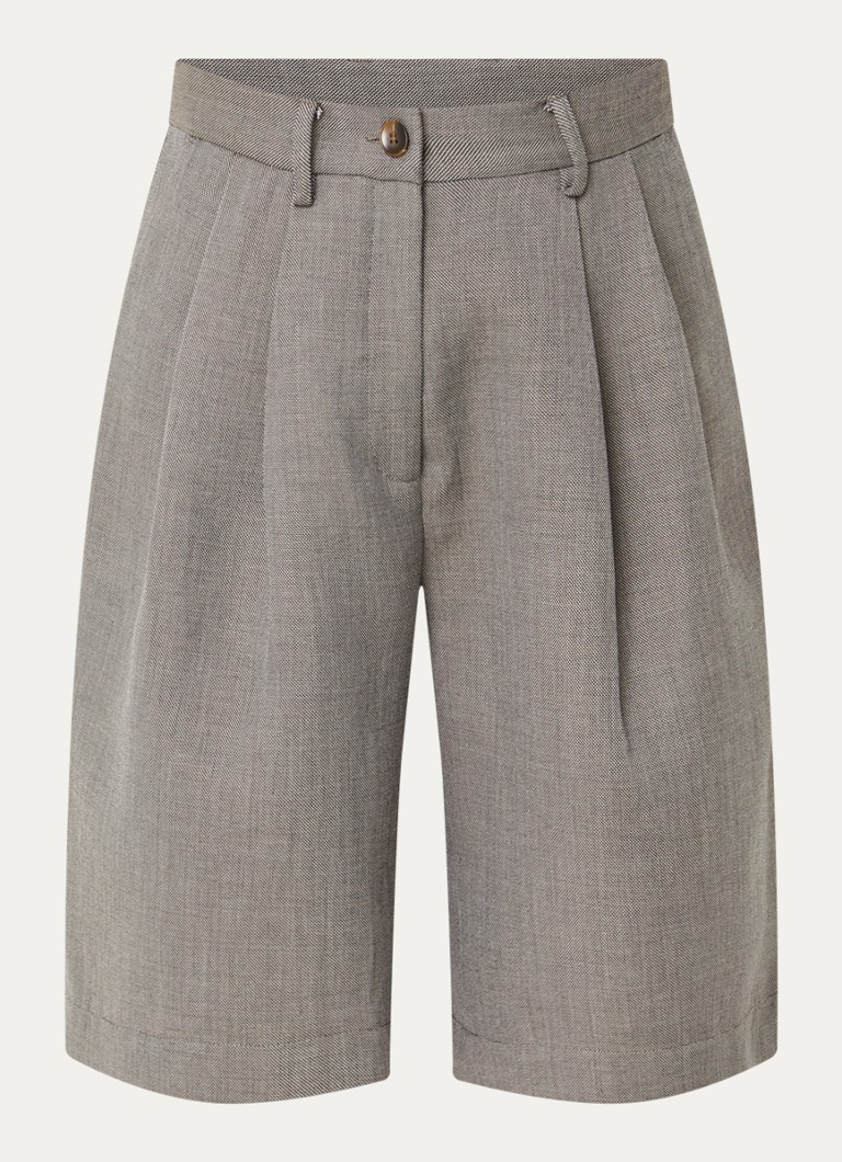 Boii Studios Dames Irina high waist wide fit korte broek met steekzakken in de kleur Grijs, maat: XS