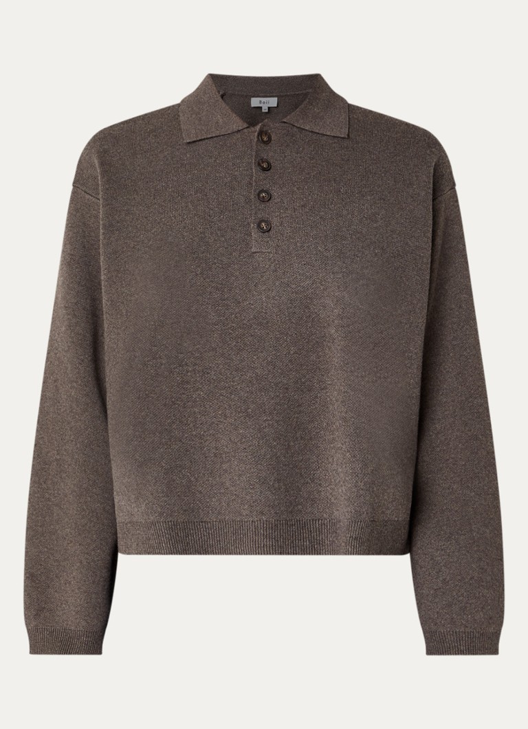 Boii Studios Dames Fijngebreide trui met polokraag in de kleur Donkerbeige, maat: XS/S