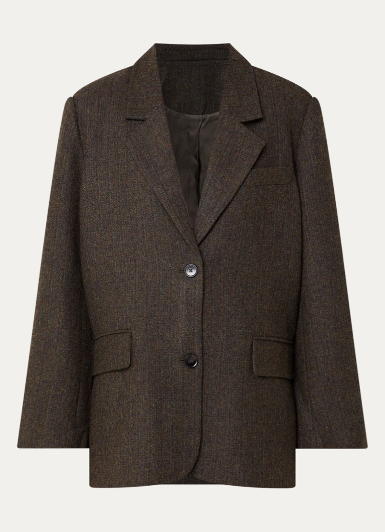 Boii Studios Dames Solve oversized blazer in wolblend in de kleur Donkerbruin, maat: ONE SIZE