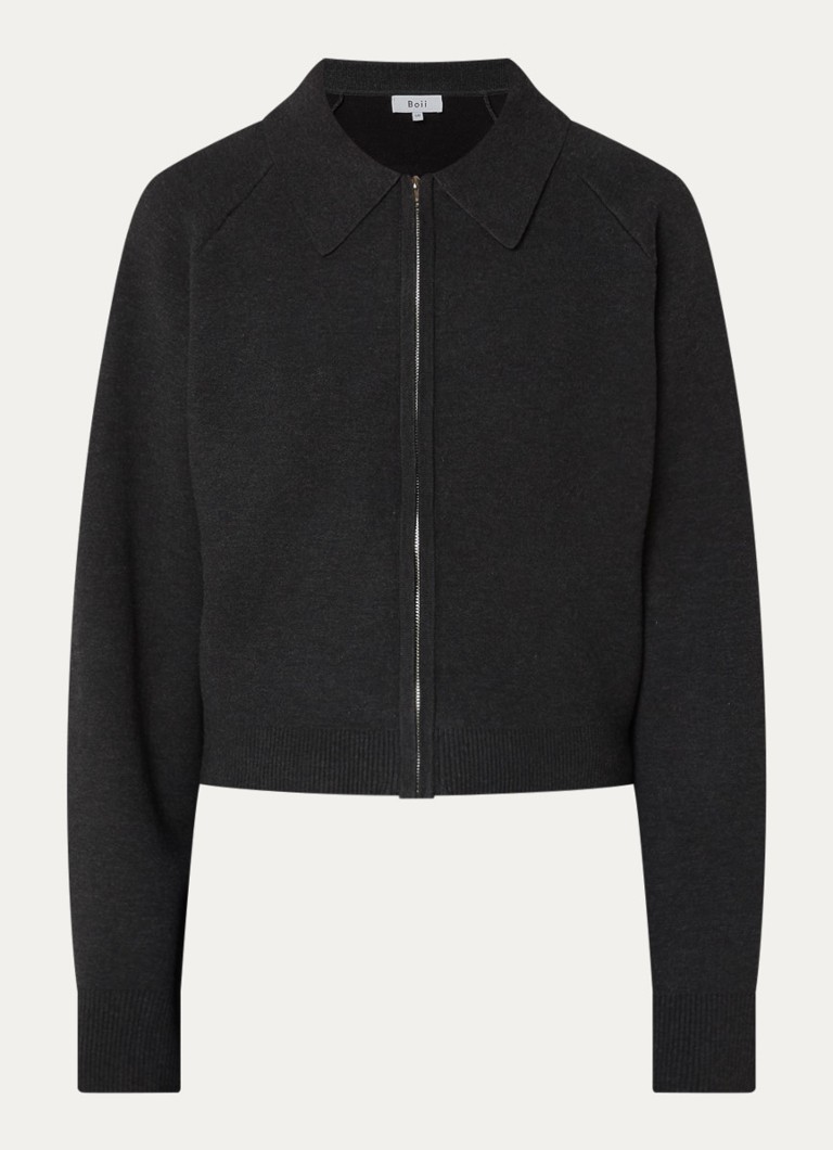 Boii Studios Dames Svea fijngebreid vest met kraag in de kleur Donkergrijs, maat: XS/S