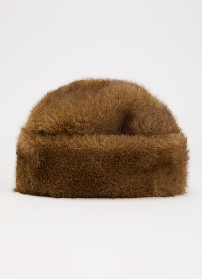 Boii Studios Dames Tyra hoed van imitatiebont in de kleur Bruin, maat: ONE SIZE