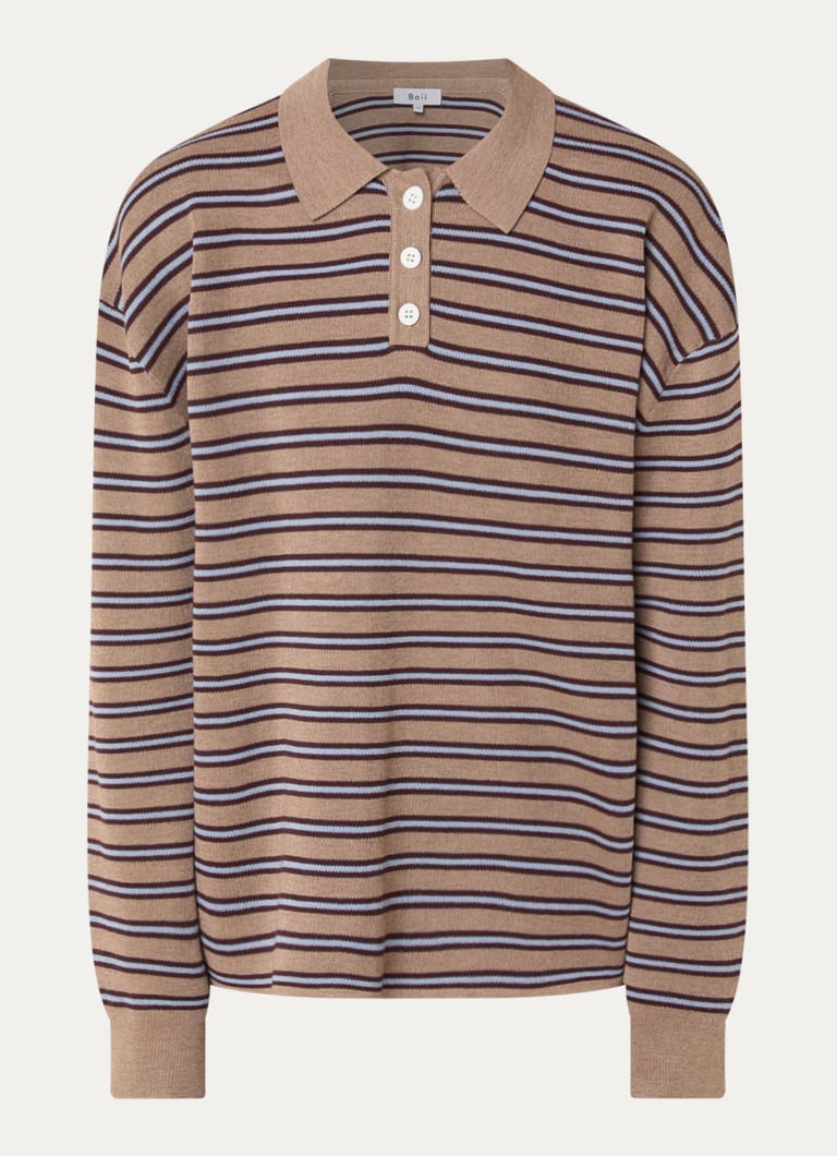 Boii Studios Dames Adanne polo met streepprint in de kleur Beige, maat: ONE SIZE