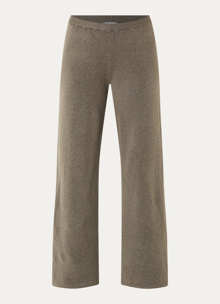 Boii Studios Dames Geifa fijngebreide high waist straight fit broek in de kleur Lichtbruin, maat: L/XL