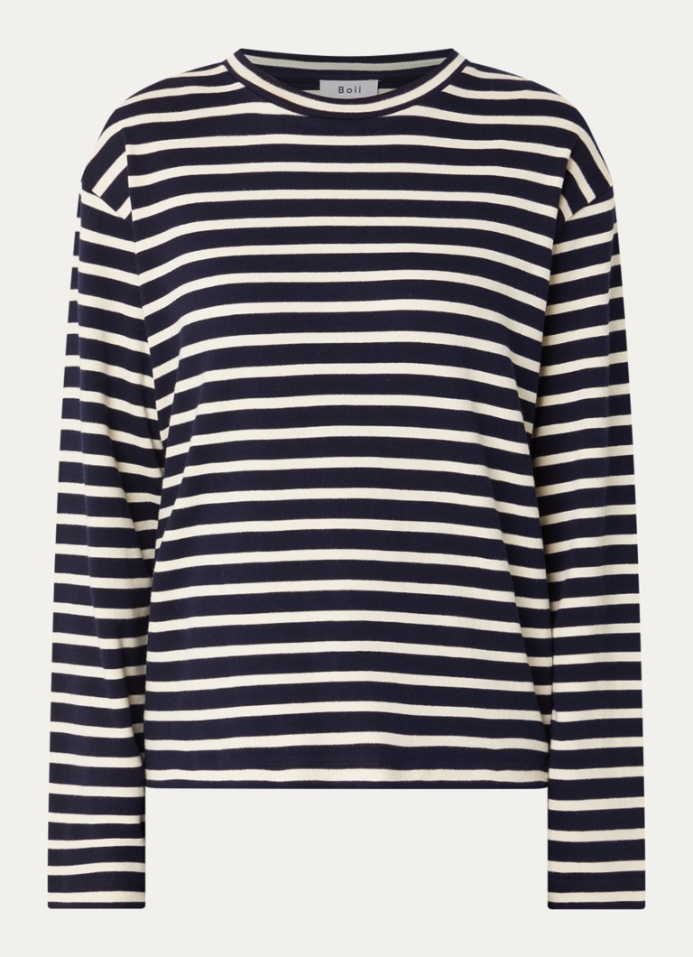Boii Studios Dames Nete longsleeve met print in de kleur Donkerblauw, maat: XL