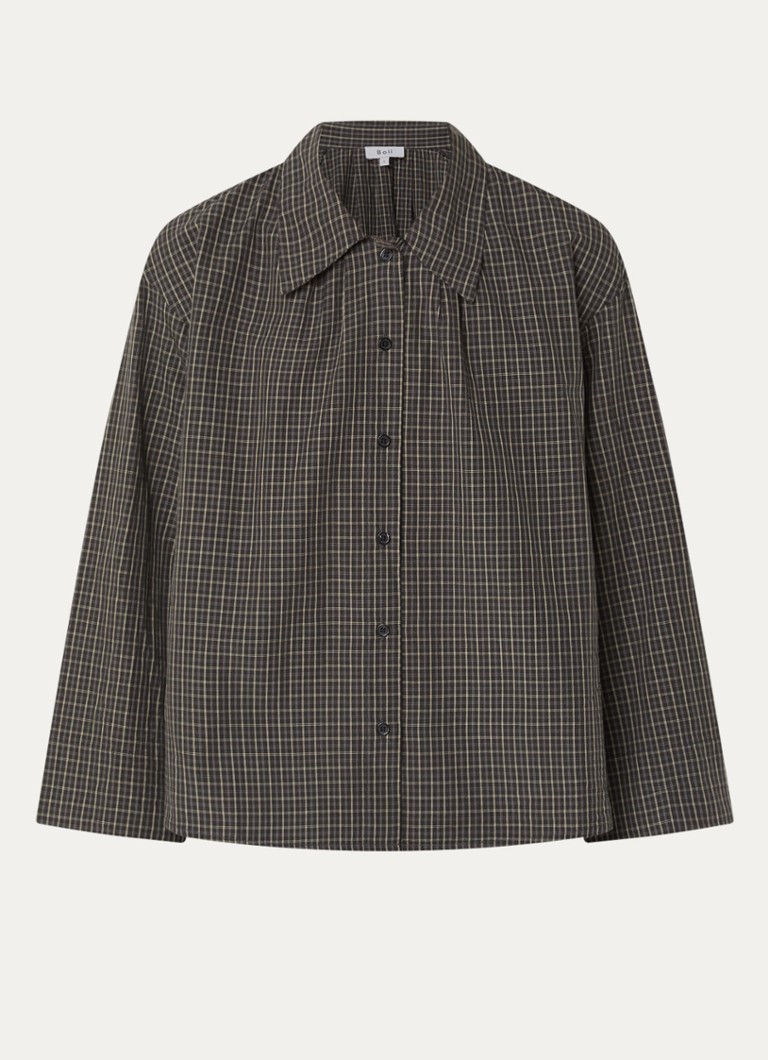 Boii Studios Dames Tinsi blouse met ruitdessin in de kleur Donkergroen, maat: XL