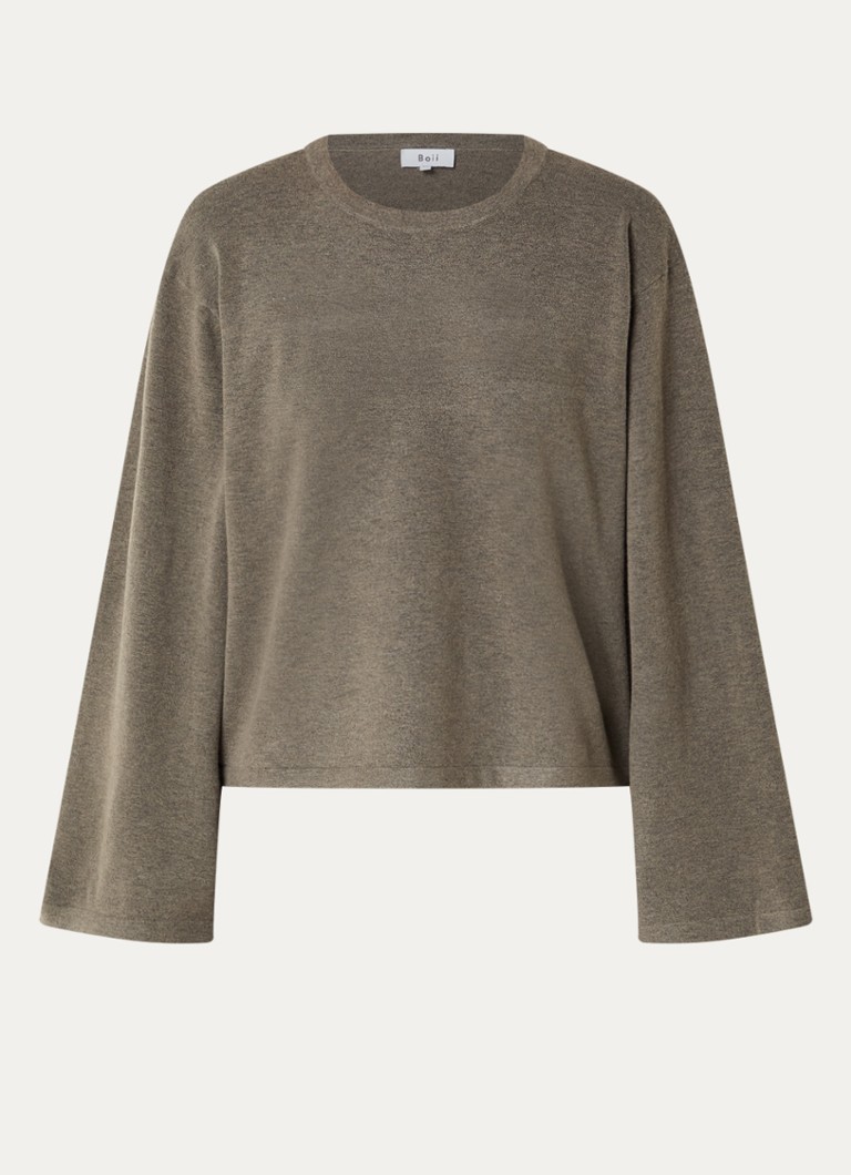 Boii Studios Dames Wero fijngebreide trui met ronde hals in de kleur Lichtbruin, maat: L/XL