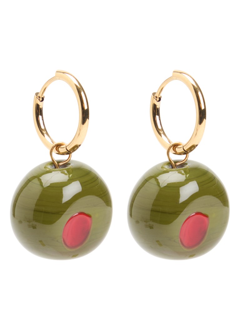 Babs The Label Dames Olive Branch oorringen verguld met hanger