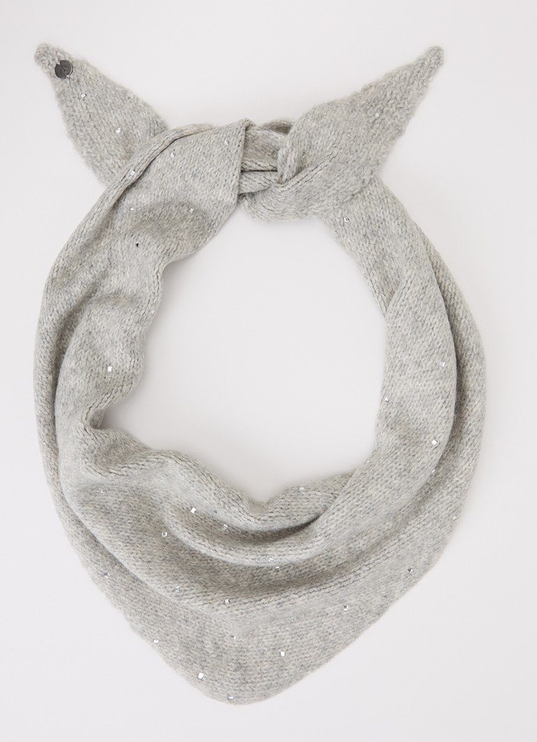 Fraas Dames Sjaal in scheerwolblend met strass 130 x 30 cm in de kleur Grijs, maat: 30/130