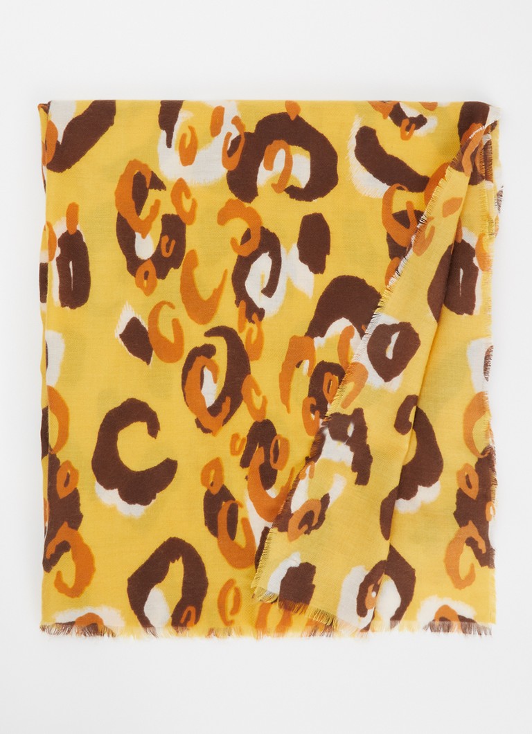 Fraas Dames Sjaal met dierenprint 70 x 190 cm in de kleur Geel, maat: 84/180