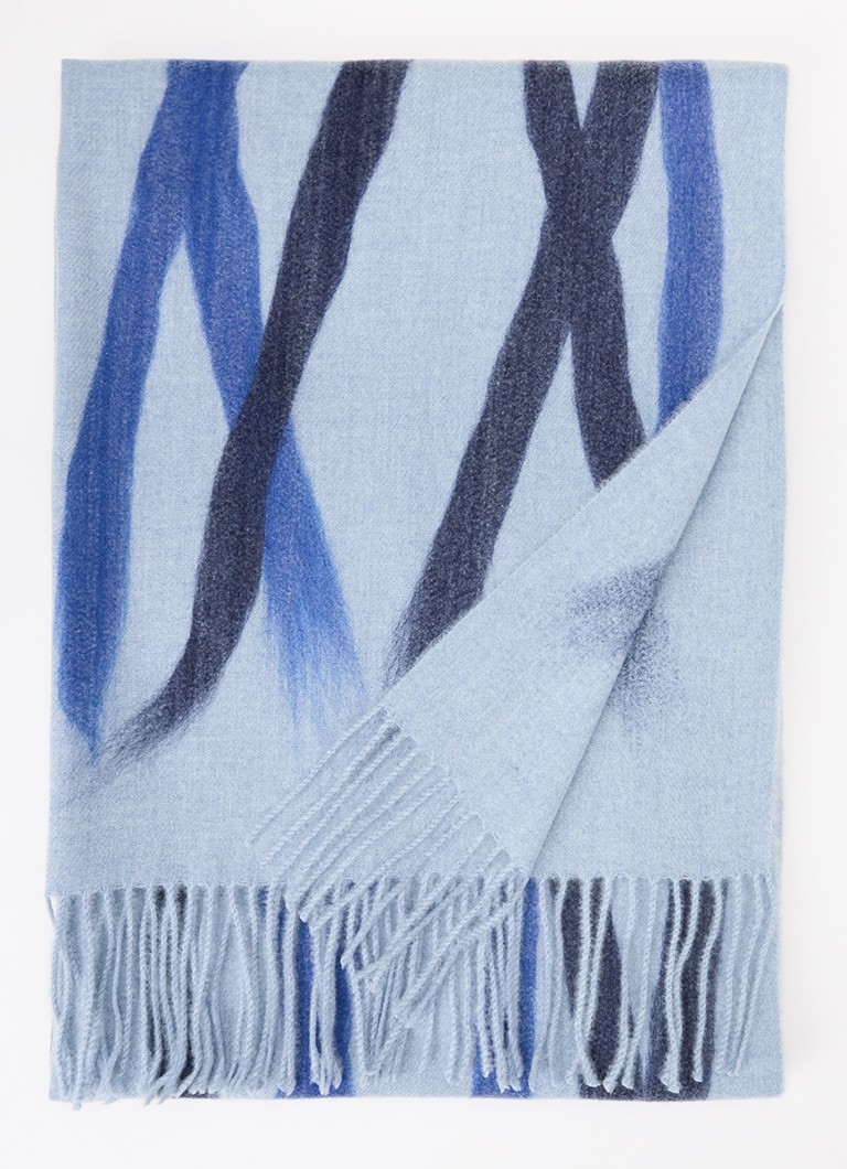 Fraas Dames Sjaal met print 180 x 73 cm in de kleur Lichtblauw, maat: 65/190
