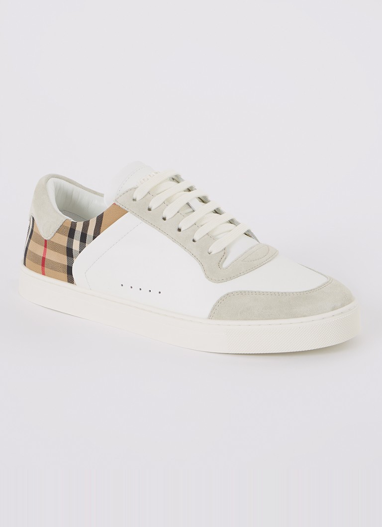Burberry Dames Stevie sneaker van kalfsleer met suède details in de kleur Wit, maat: 40