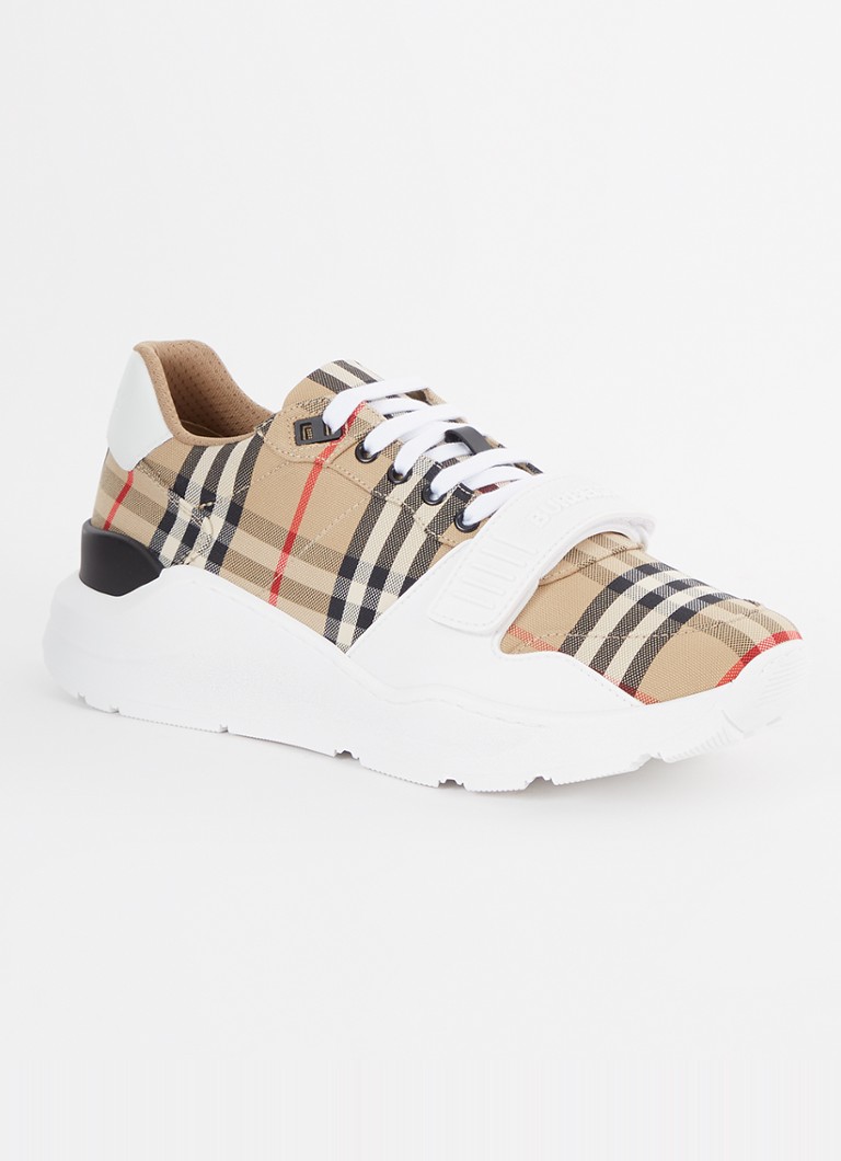 Burberry Heren Regis sneaker met kalfsleren details in de kleur Beige, maat: 41