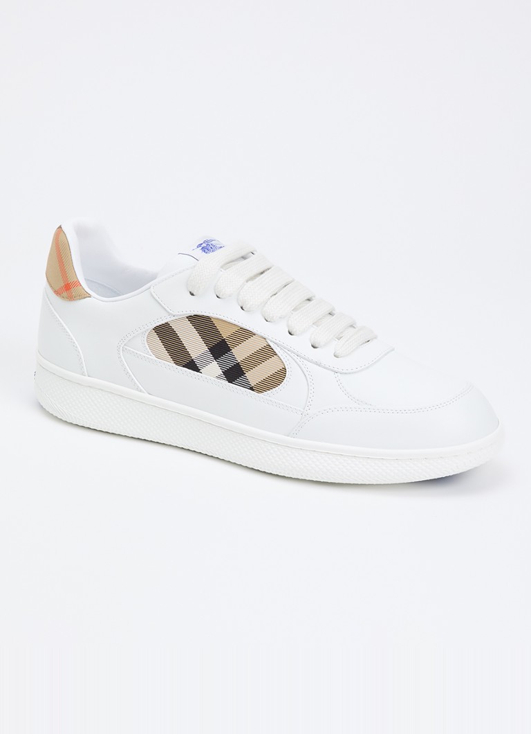 Burberry Heren Terrace sneaker van kalfsleer met ruitdessin in de kleur Wit, maat: 41