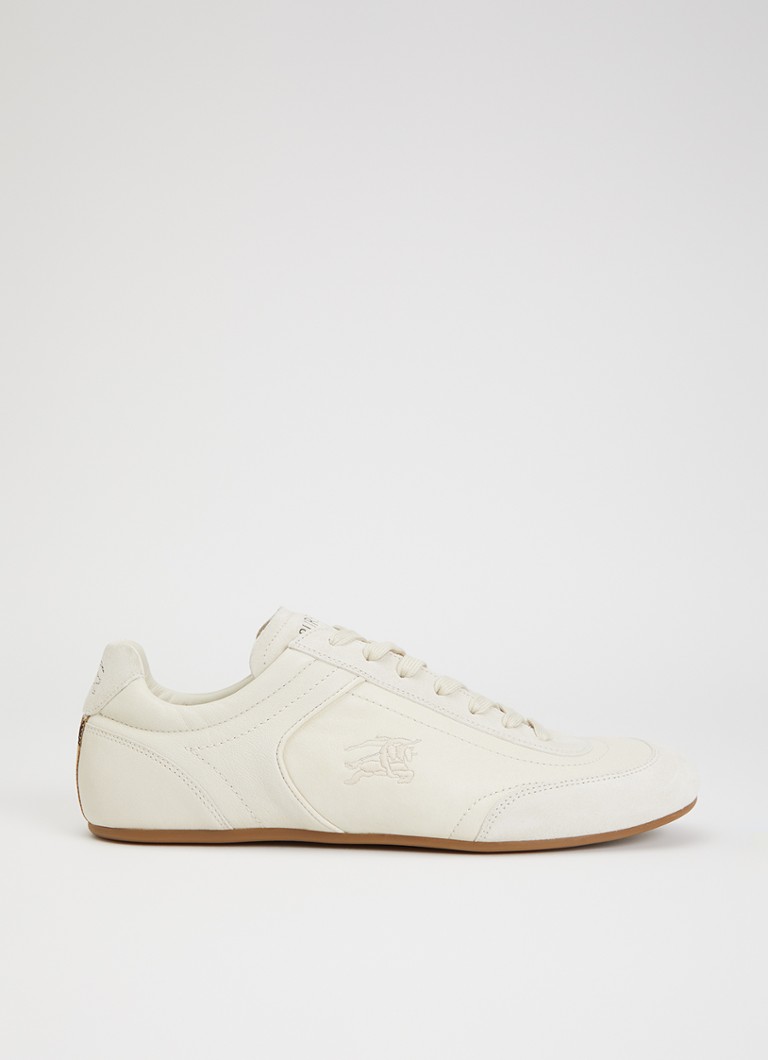 Burberry Heren Knight sneaker van leer met details van suède in de kleur Creme, maat: 43