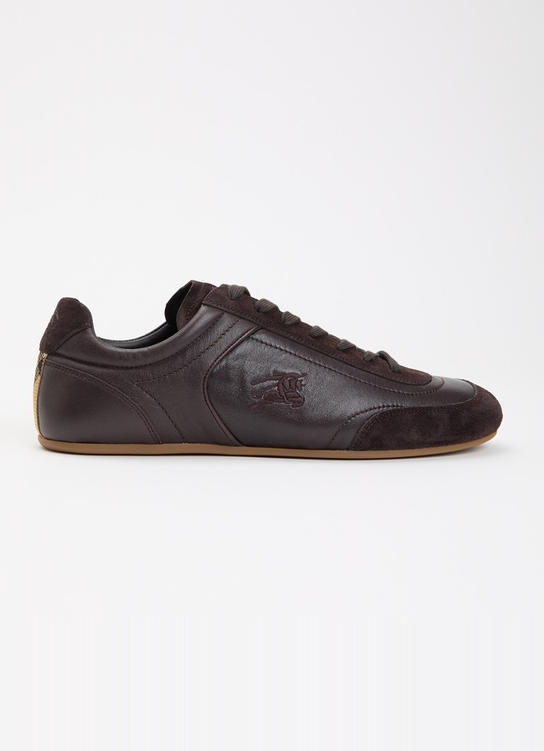 Burberry Heren Knight sneaker van leer met details van suède in de kleur Donkerbruin, maat: 41