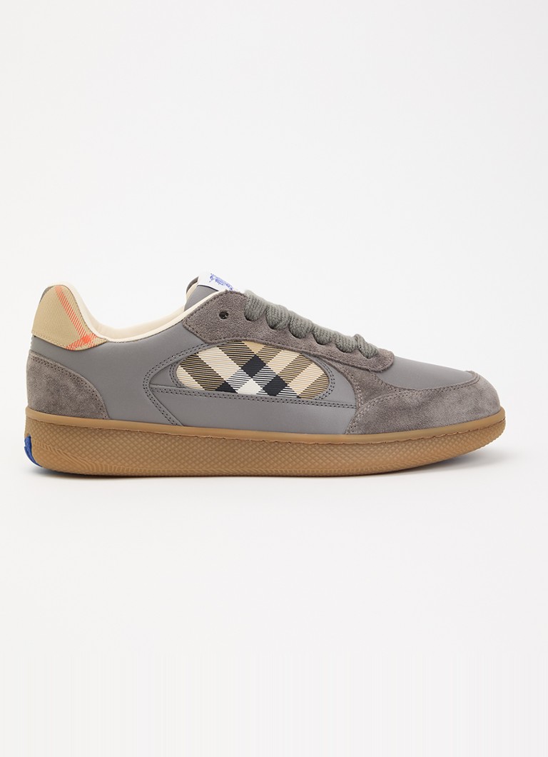 Burberry Heren New Terrace sneaker van kalfsleer met kalfssuède details in de kleur Grijs, maat: 43