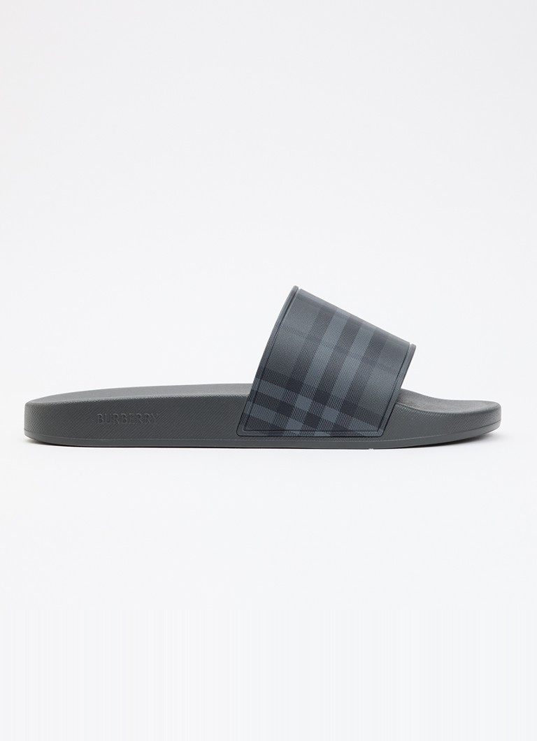 Burberry Heren Slipper met logoprint in de kleur Antraciet, maat: 40