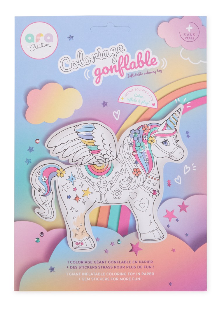 Ara Creative Giant Unicorn opblaasbare kleurplaat in de kleur Multicolor, maat: ONE SIZE
