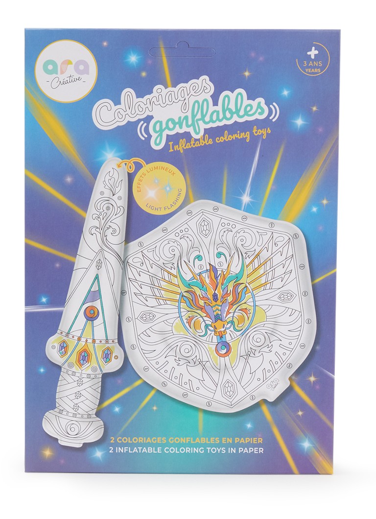 Ara Creative Plane opblaasbare kleurplaat set van 2 in de kleur Multicolor, maat: ONE SIZE