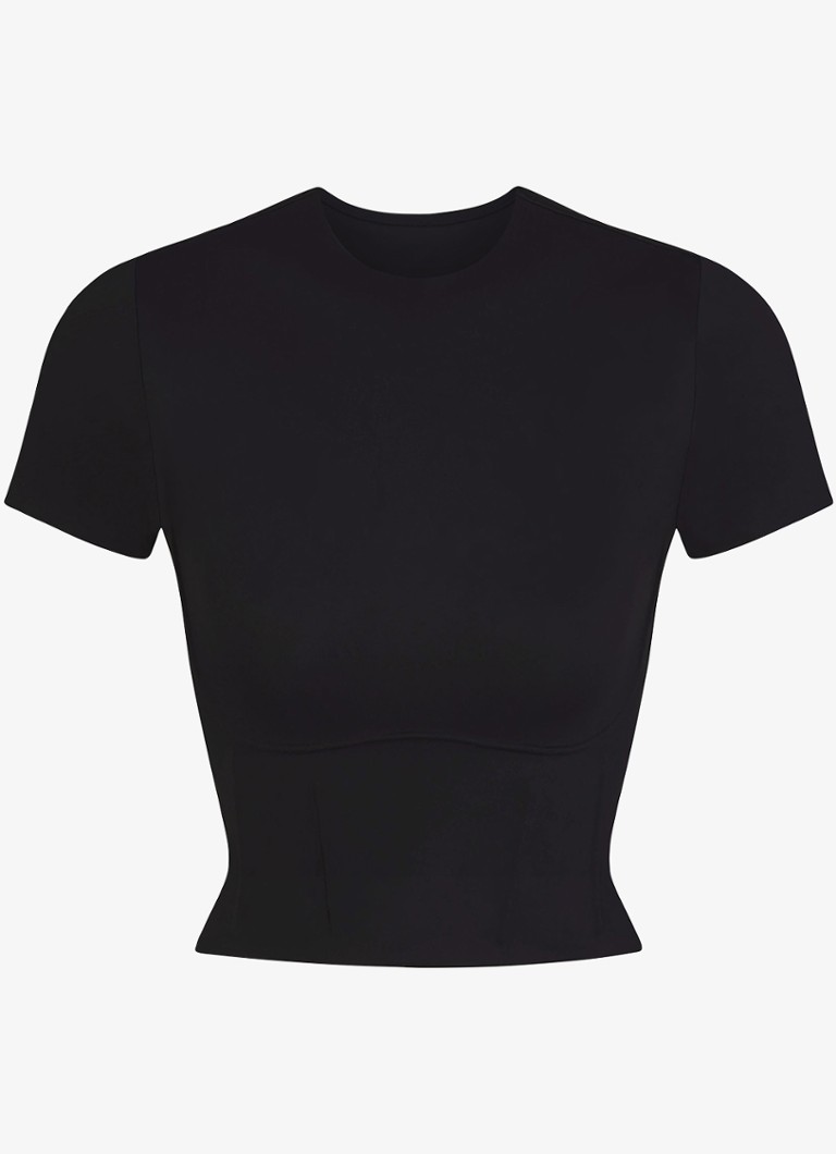 NikeSKIMS Dames Matte trainings crop top met stretch in de kleur Zwart, maat: S
