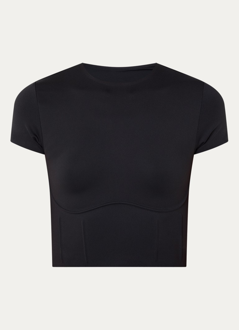 NikeSKIMS Dames Matte trainings crop top met stretch in de kleur Zwart, maat: S