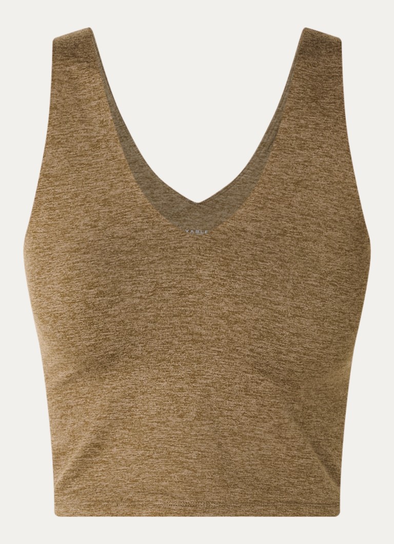 Varley Dames Ruby cropped tanktop met gemêleerd dessin in de kleur Mosgroen, maat: M