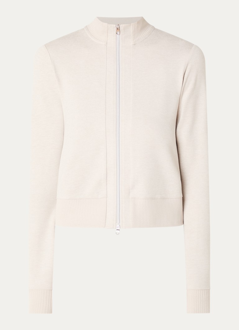 Varley Dames Rufus cropped trainingsvest met gemêleerd dessin in de kleur Beige, maat: XS