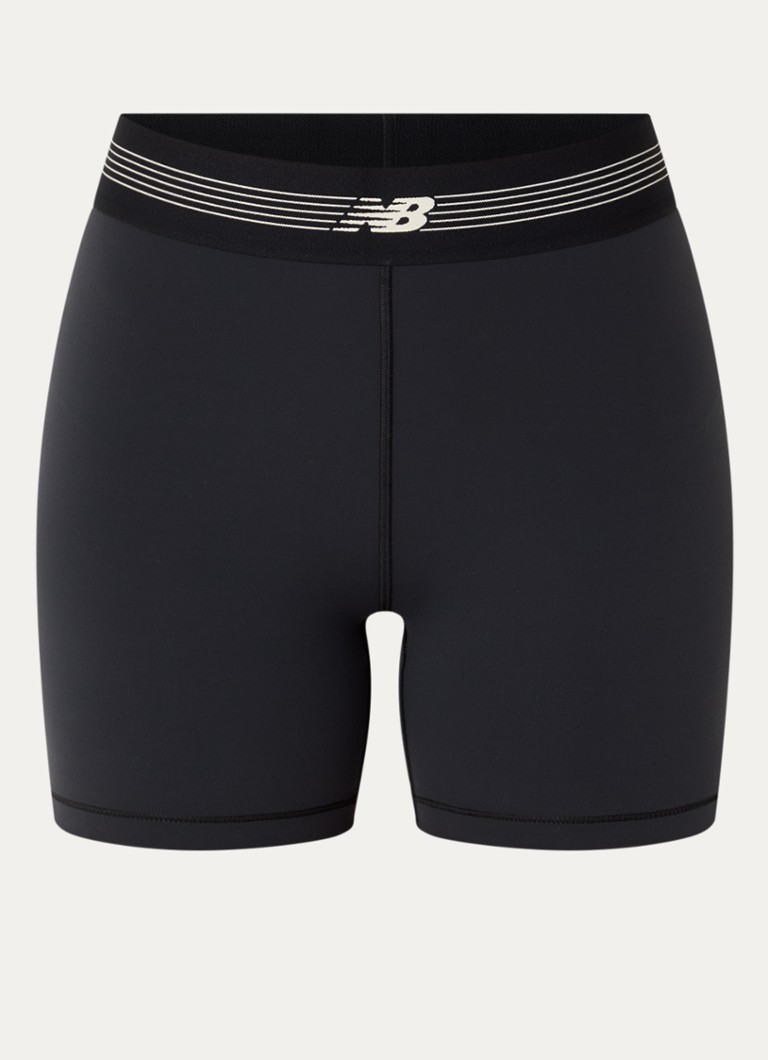 New Balance Dames High waist skinny fit korte trainingsshort met logo in de kleur Donkergrijs, maat: S