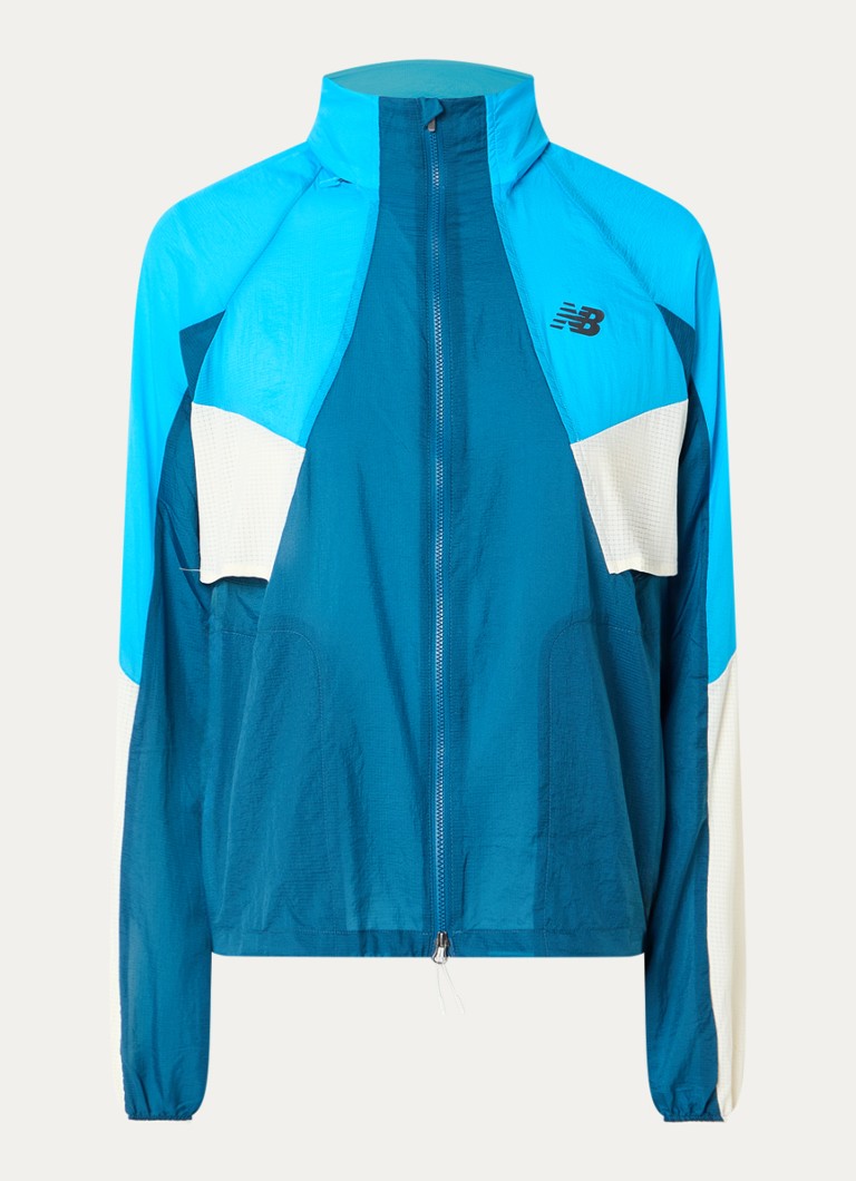 New Balance Dames RC windjack met opbergbare capuchon in de kleur Aquablauw, maat: S