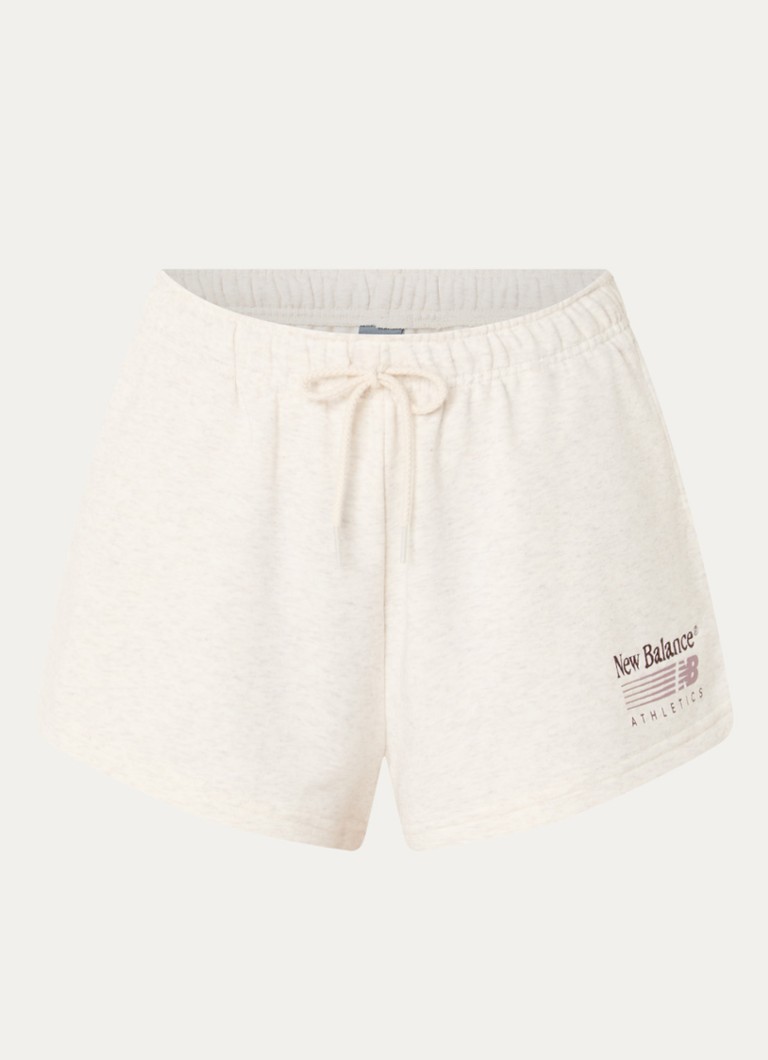 New Balance Dames Trackside high waist straight fit korte joggingbroek met logo in de kleur Grijs, maat: L