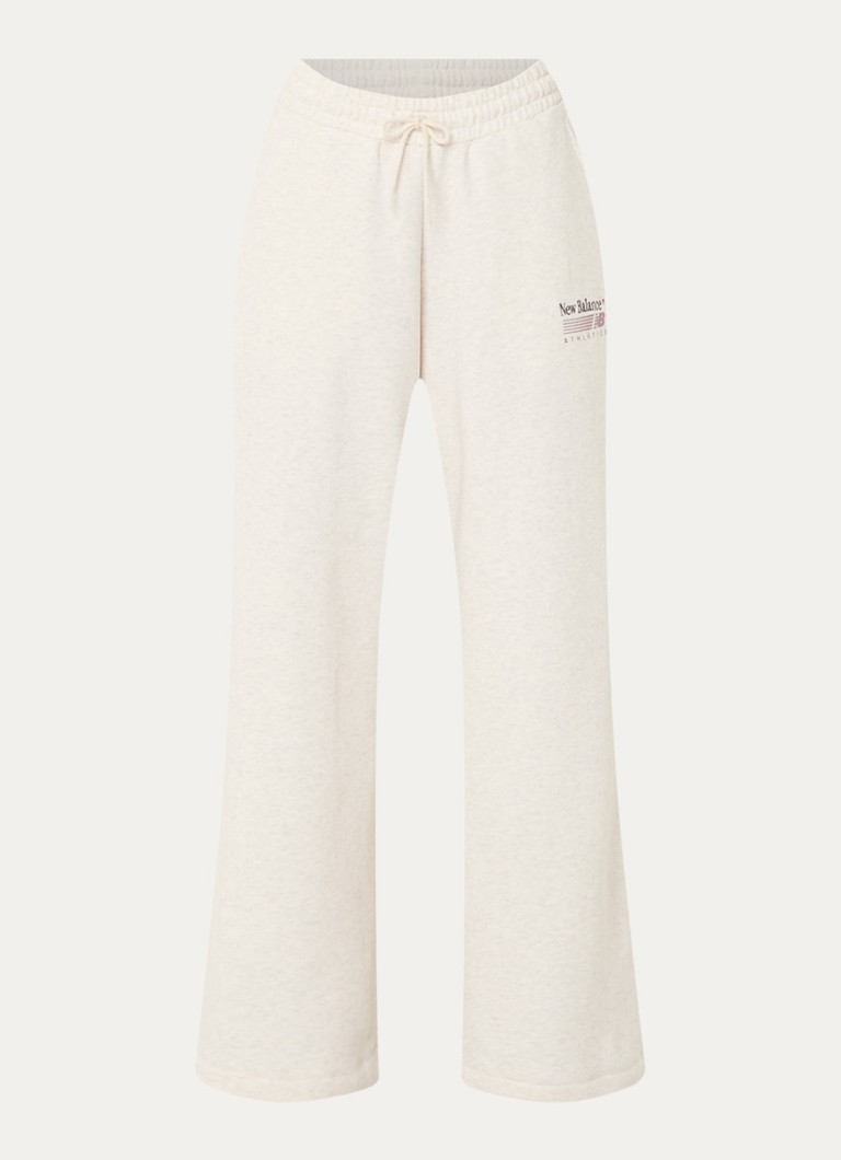 New Balance Dames Trackside high waist straight fit joggingbroek met logo in de kleur Grijs, maat: M