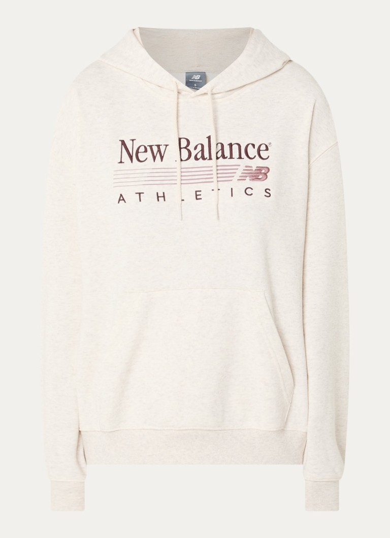 New Balance Dames Trackside hoodie met logoborduring in de kleur Grijs, maat: M
