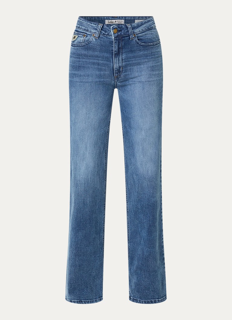 Lois Dames Hypersoft high waist flared jeans met steekzakken in de kleur Blauw, maat: W25/L34