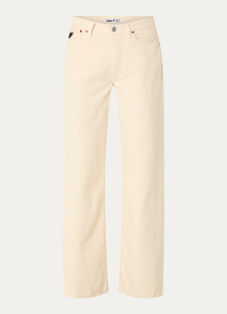 Lois Dames Lindsay mid waist wide leg jeans met gekleurde wassing in de kleur Lichtgeel, maat: W25/L32