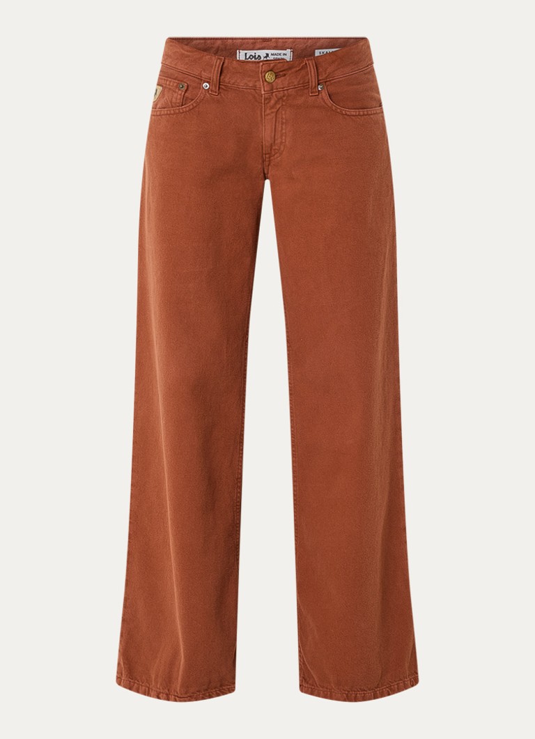 Lois Dames Skale mid waist wide leg jeans met gekleurde wassing in de kleur Oranjebruin, maat: W31/L32
