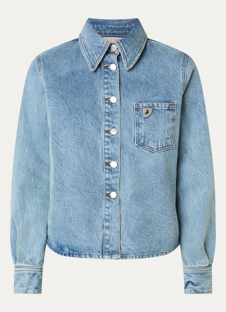 Lois Dames Isa blouse van denim met borstzak in de kleur Blauw, maat: L