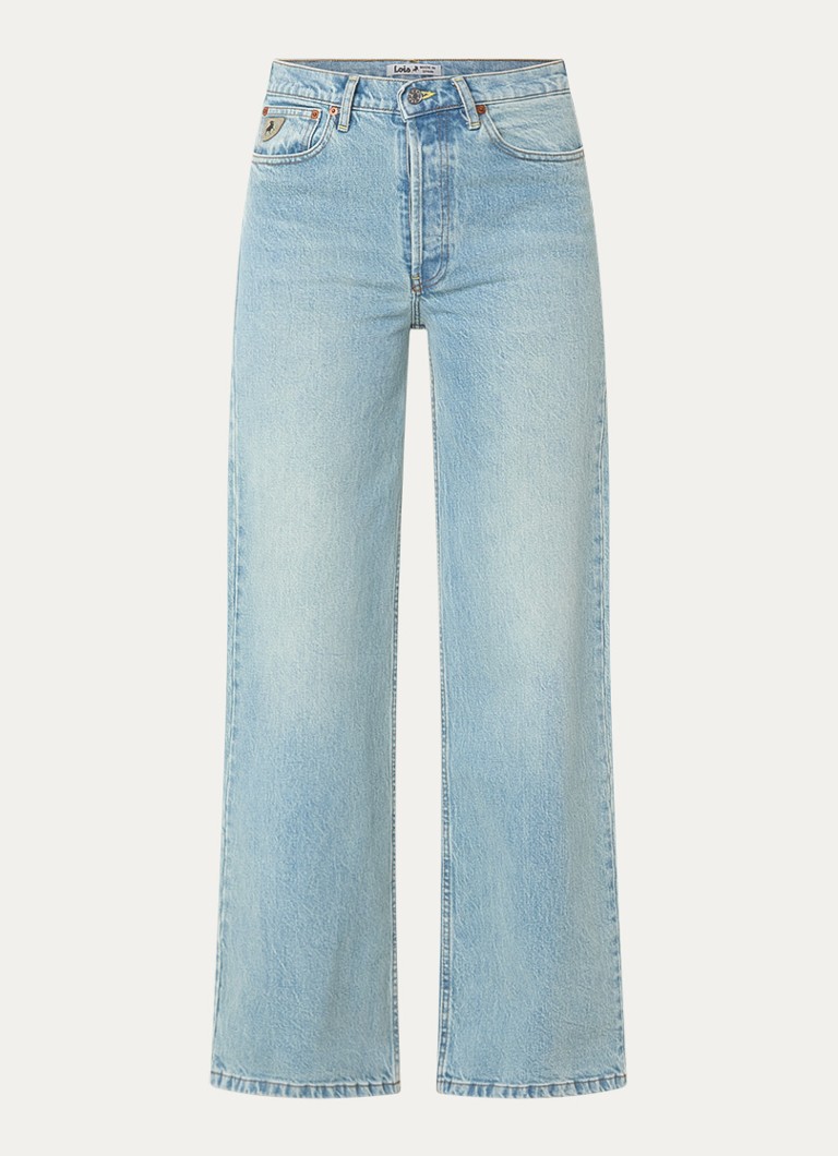Lois Dames Lindsay mid waist wide leg jeans met lichte wassing in de kleur Indigo, maat: W25/L34