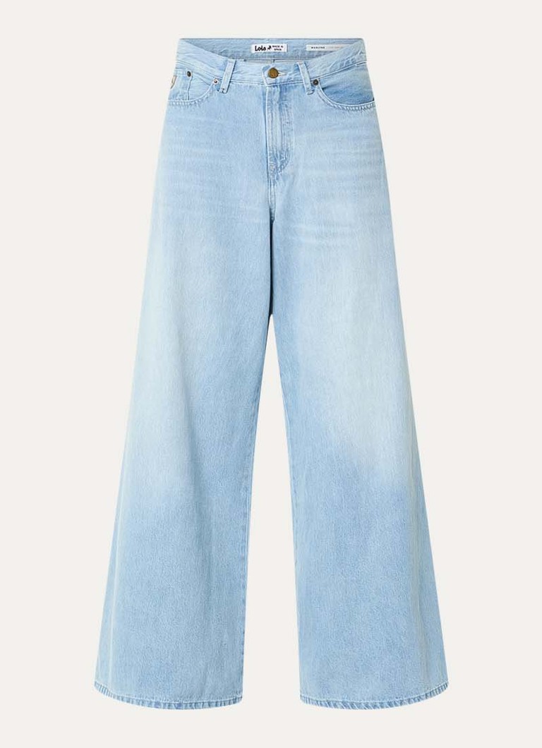 Lois Dames Marlene high waist wide fit broek in de kleur Lichtblauw, maat: W28/L32