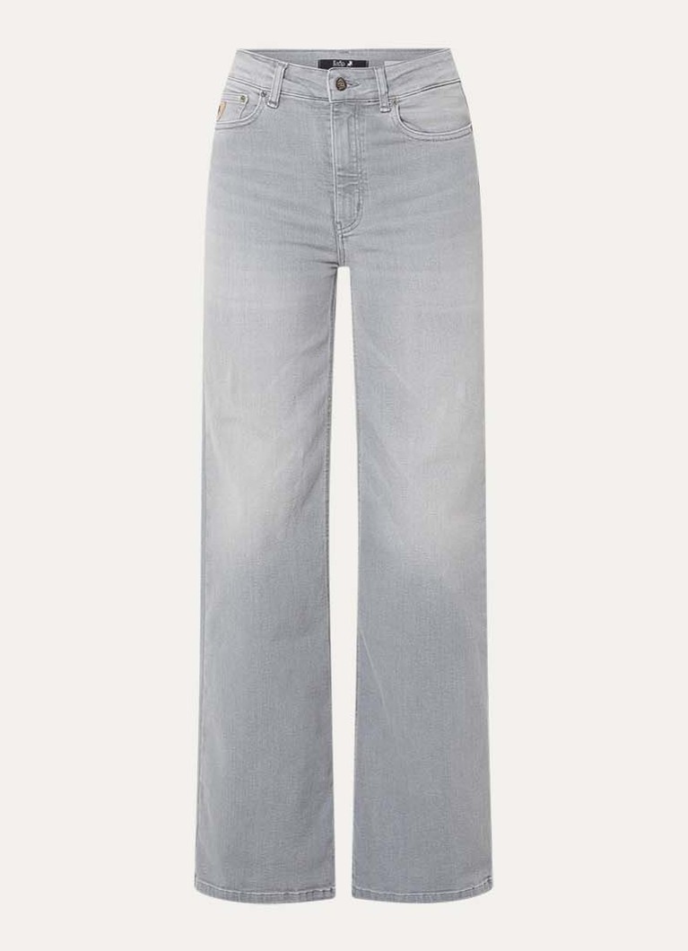 Lois Dames Palazzo high waist flared fit jeans met medium wassing in de kleur Grijs, maat: W25/L34