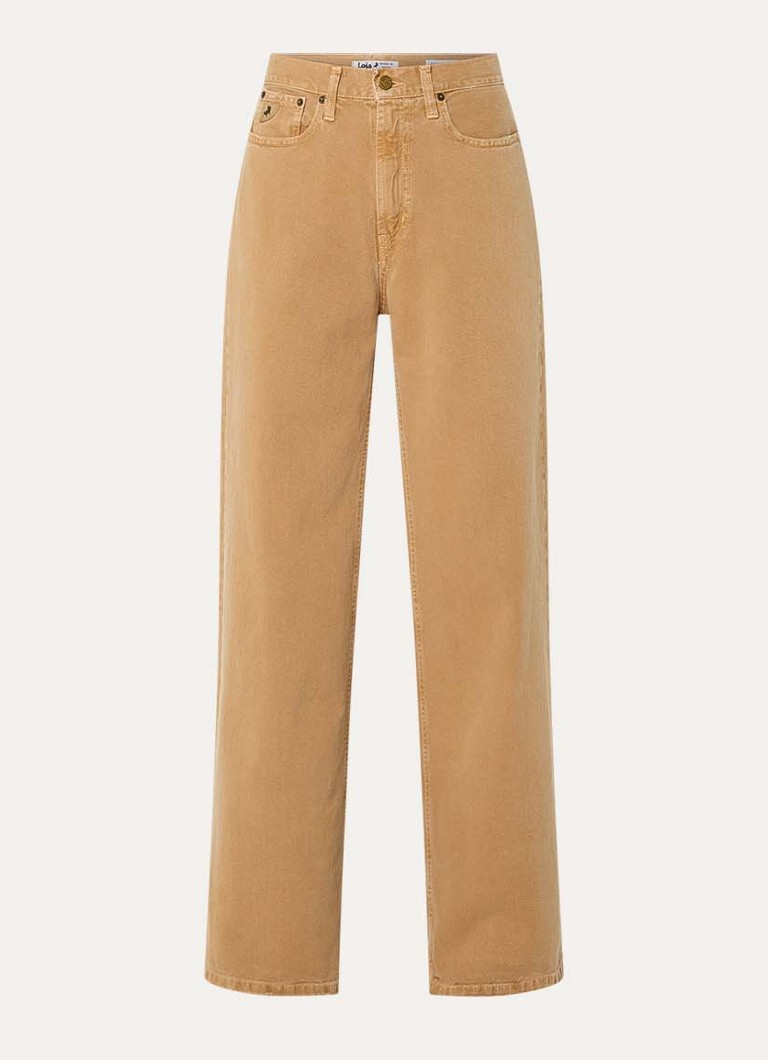 Lois Dames High waist loose fit jeans met gekleurde wassing in de kleur Camel, maat: W28/L32
