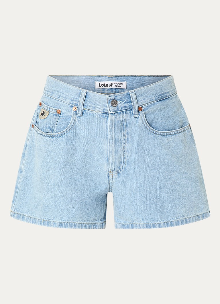 Lois Dames Sandra mid waist straight fit korte broek van denim in de kleur Indigo, maat: W25/L32