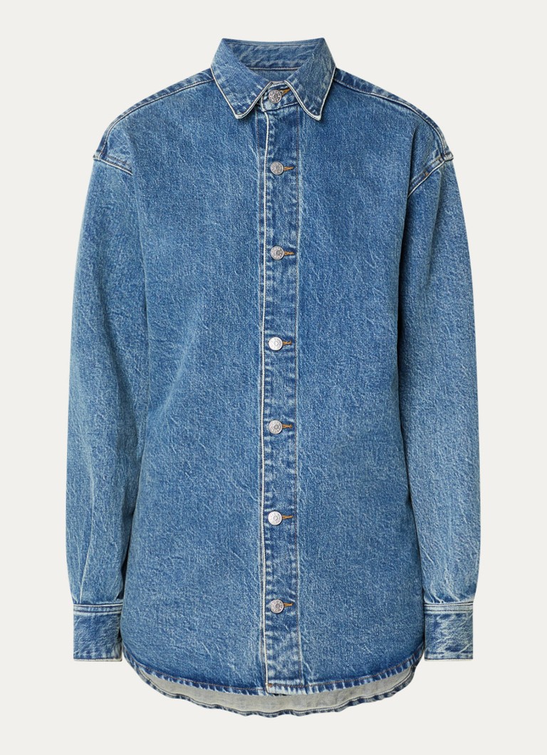 Lois Dames Lea blouse van denim met ceintuur en medium wassing in de kleur Jeans, maat: S
