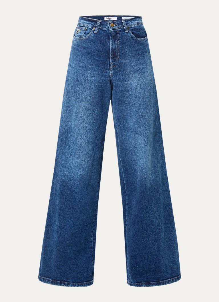 Lois Dames Marlene high waist wide fit jeans met medium wassing in de kleur Indigo, maat: W30/L34