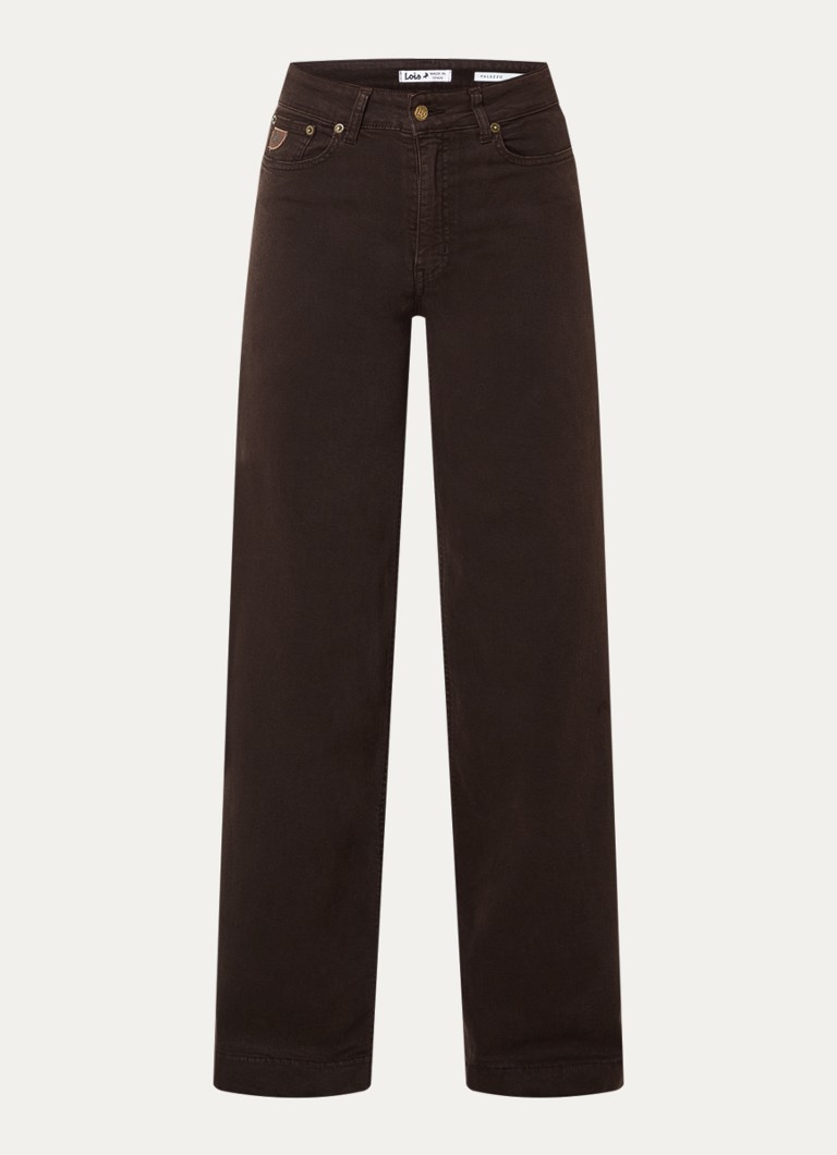 Lois Dames Mistral high waist straight fit jeans met gekleurde wassing in de kleur Chocoladebruin, maat: W30/L34
