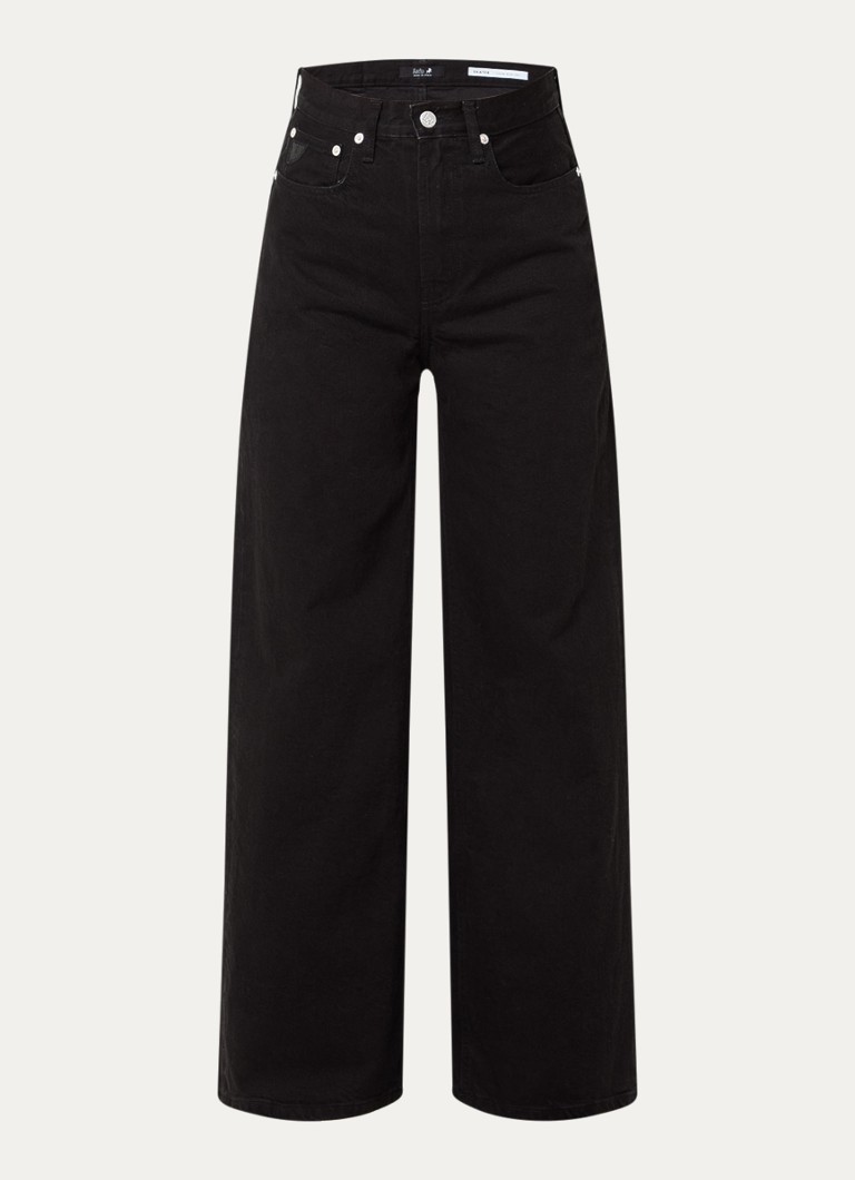 Lois Dames High waist straight leg jeans met donkere wassing in de kleur Zwart, maat: W28/L32