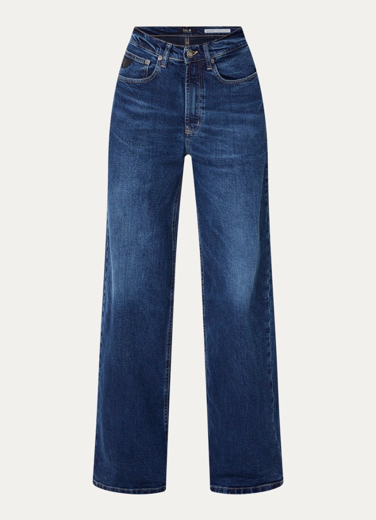 Lois Dames High waist straight leg jeans met donkere wassing in de kleur Indigo, maat: W28/L34
