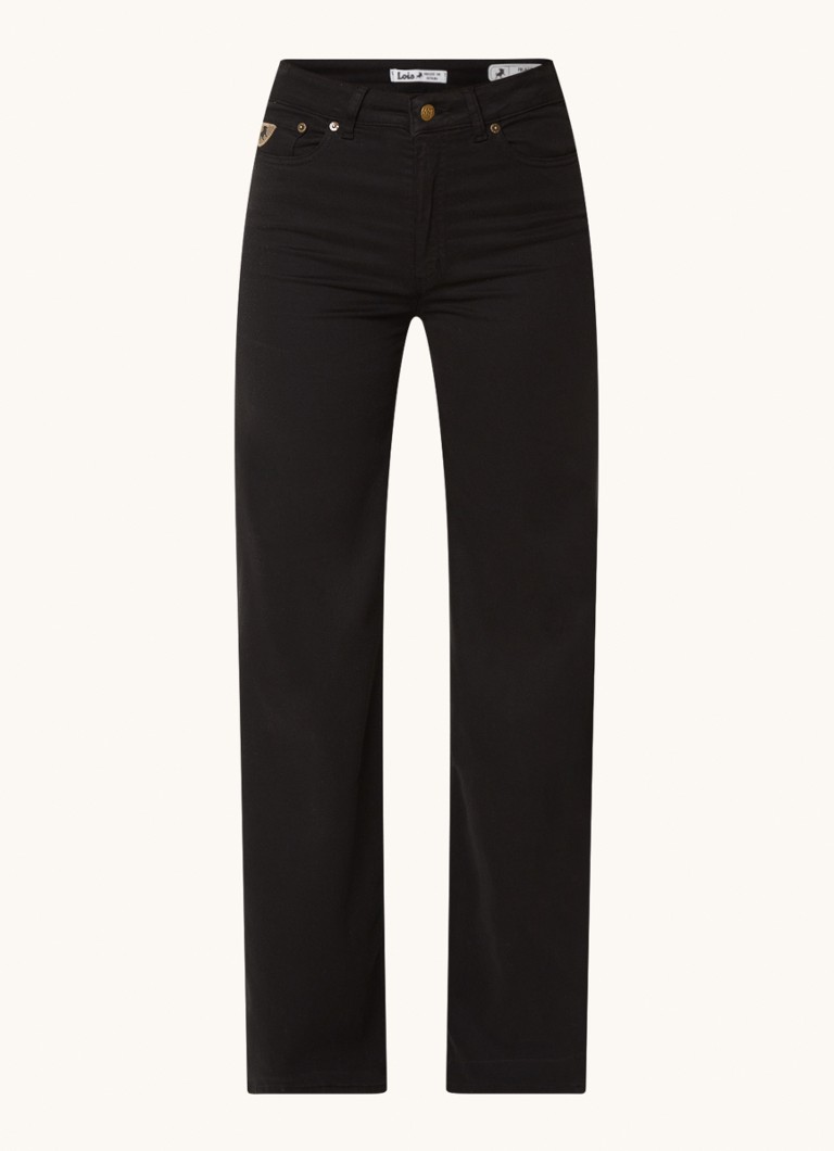 Lois Dames High waist straight leg jeans met stretch in de kleur Zwart, maat: 3132