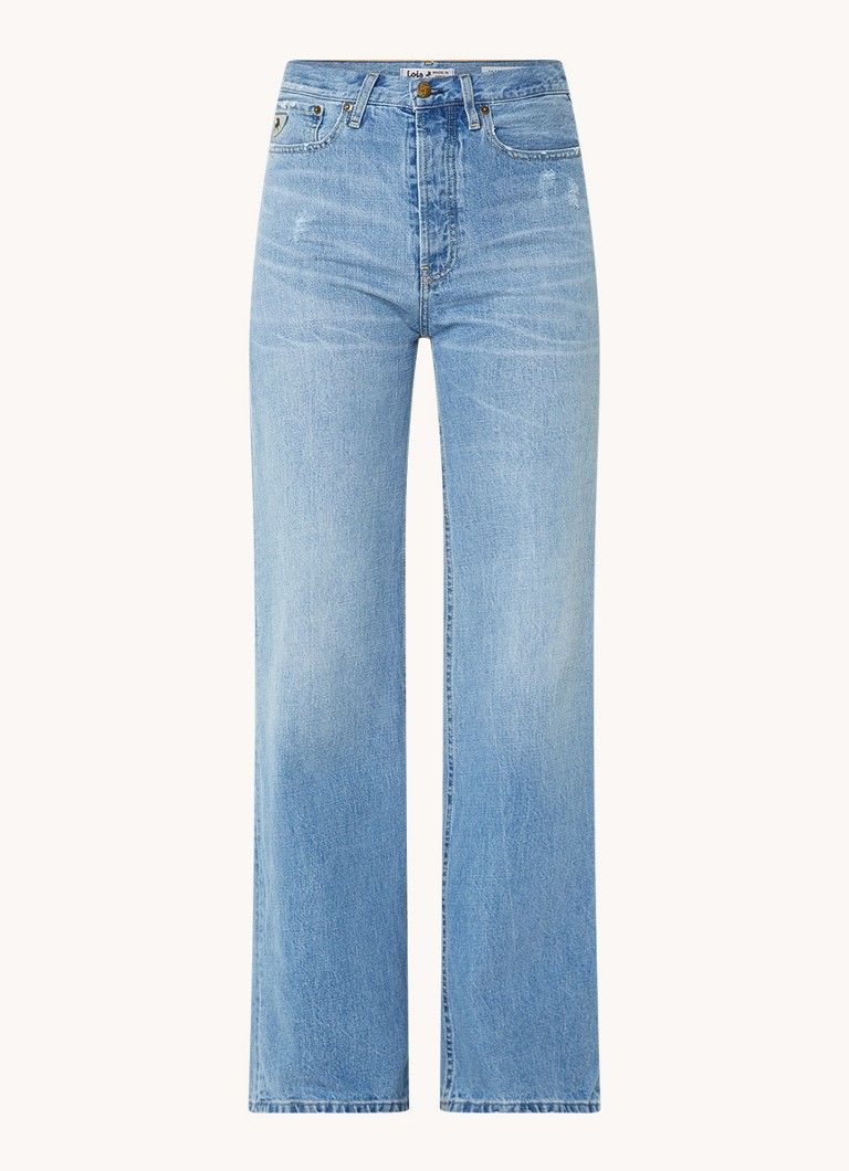 Lois Dames Skater high waist loose fit jeans met lichte wassing in de kleur Indigo, maat: 2932