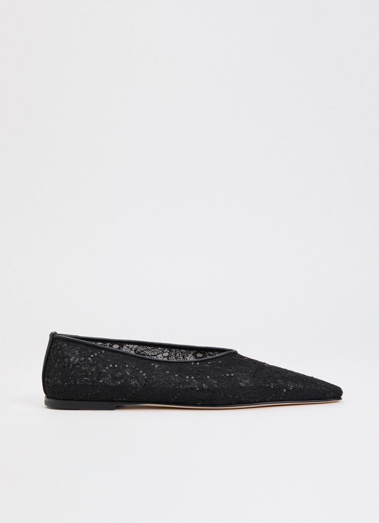 Dear Frances Dames Topo Flat ballerina met leren details in de kleur Zwart, maat: 38