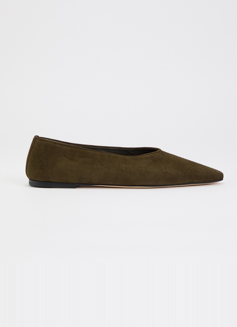 Dear Frances Dames Topo Flat ballerina van suède in de kleur Mosgroen, maat: 38